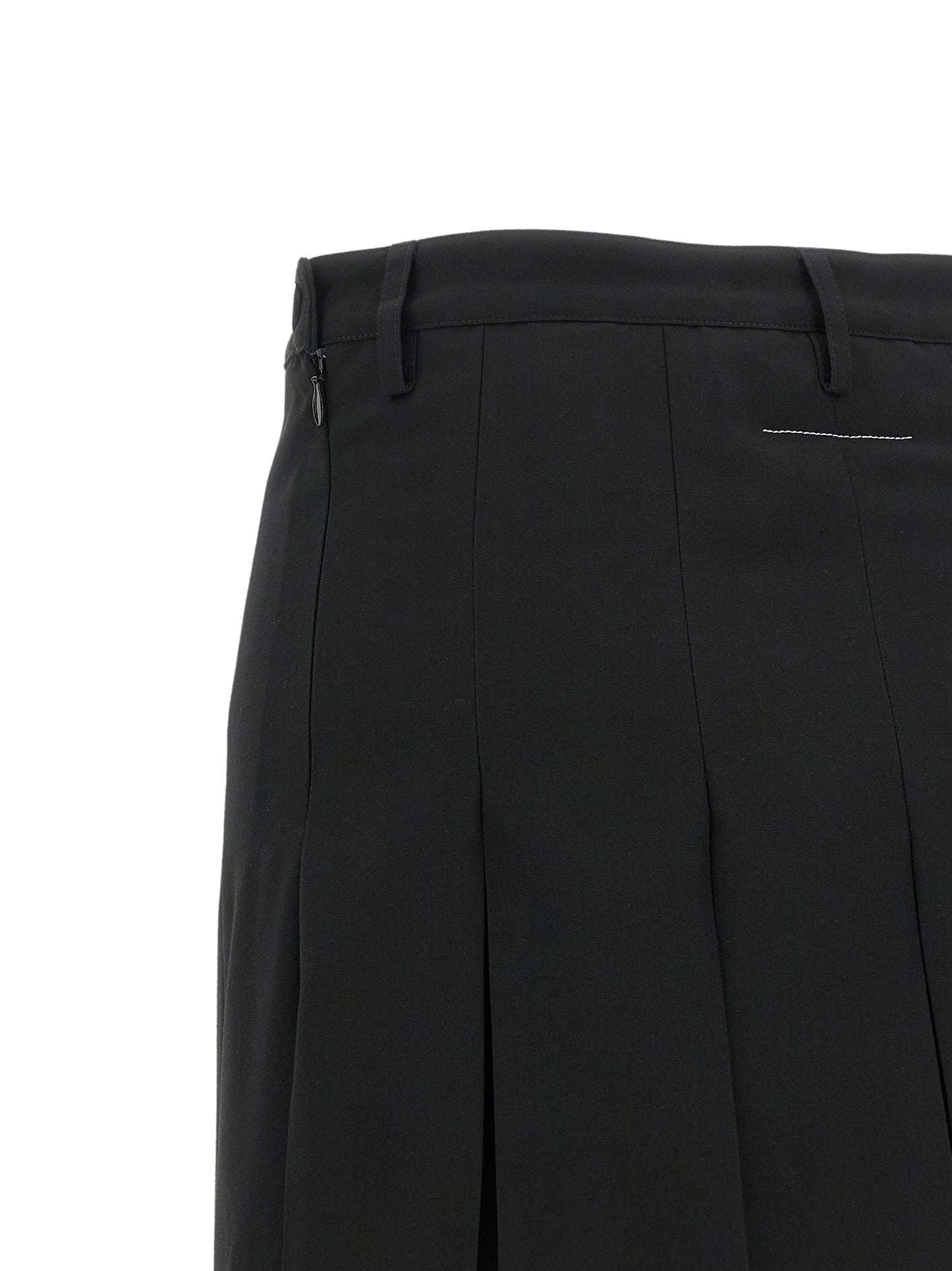 Black Polyester Midi Skirt