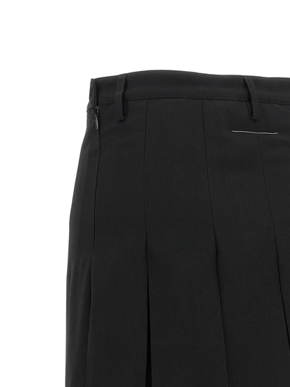 Black Polyester Midi Skirt