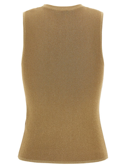 Gold Polyamide Sleeveles T-Shirt