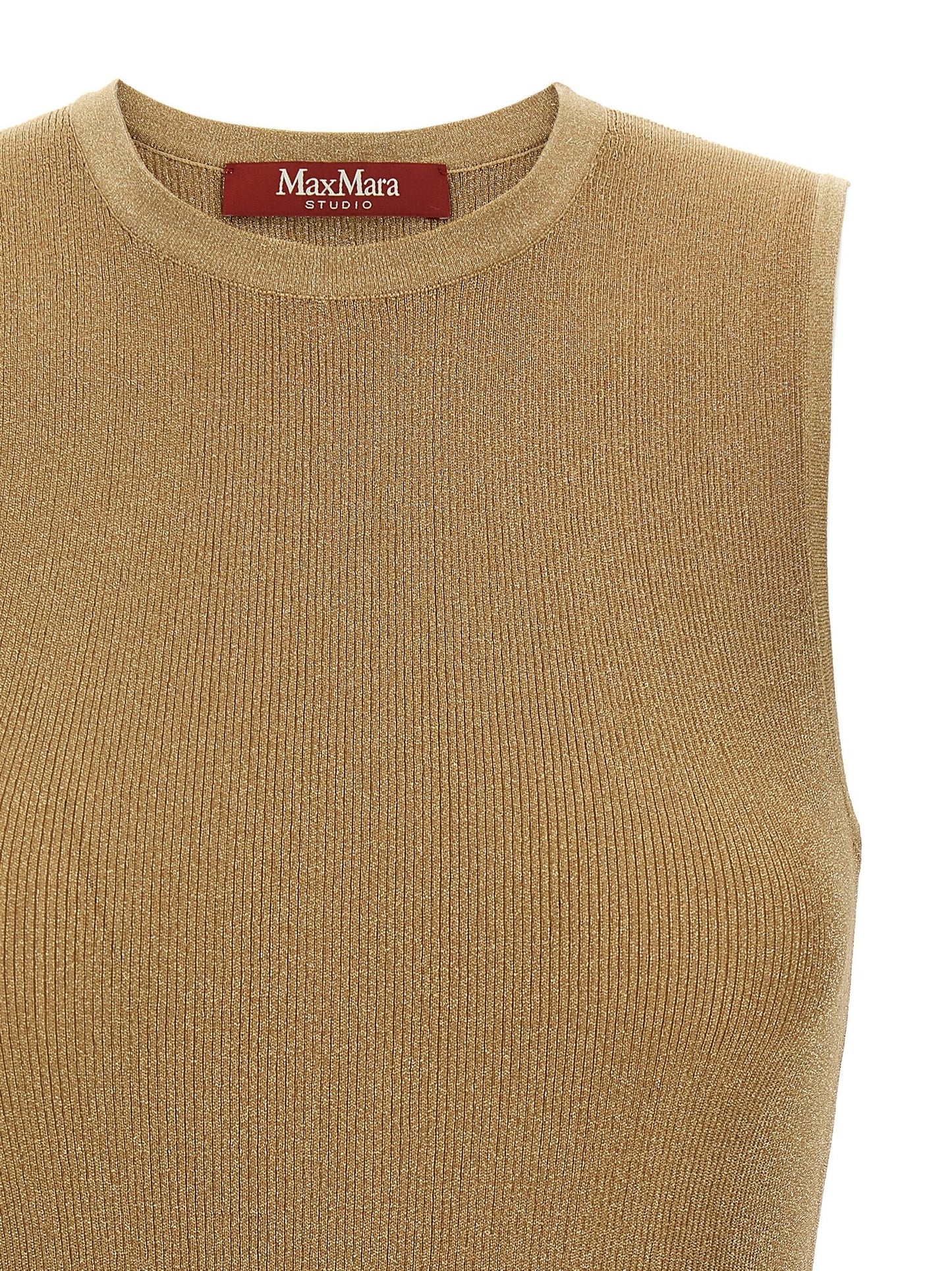 Gold Polyamide Sleeveles T-Shirt
