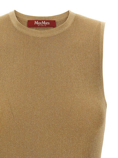 Gold Polyamide Sleeveles T-Shirt