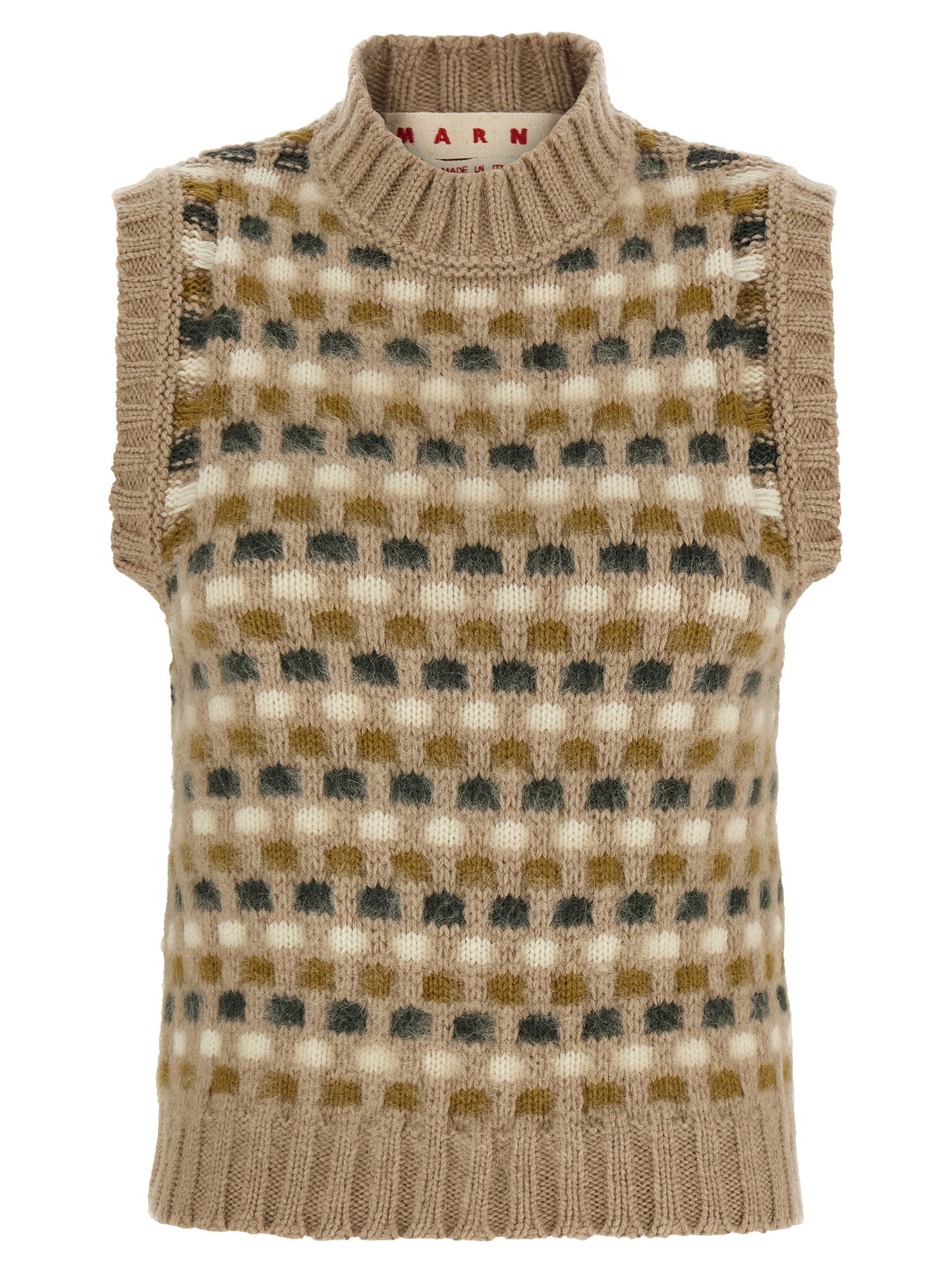 Beige Wool Sleeveless Jacket