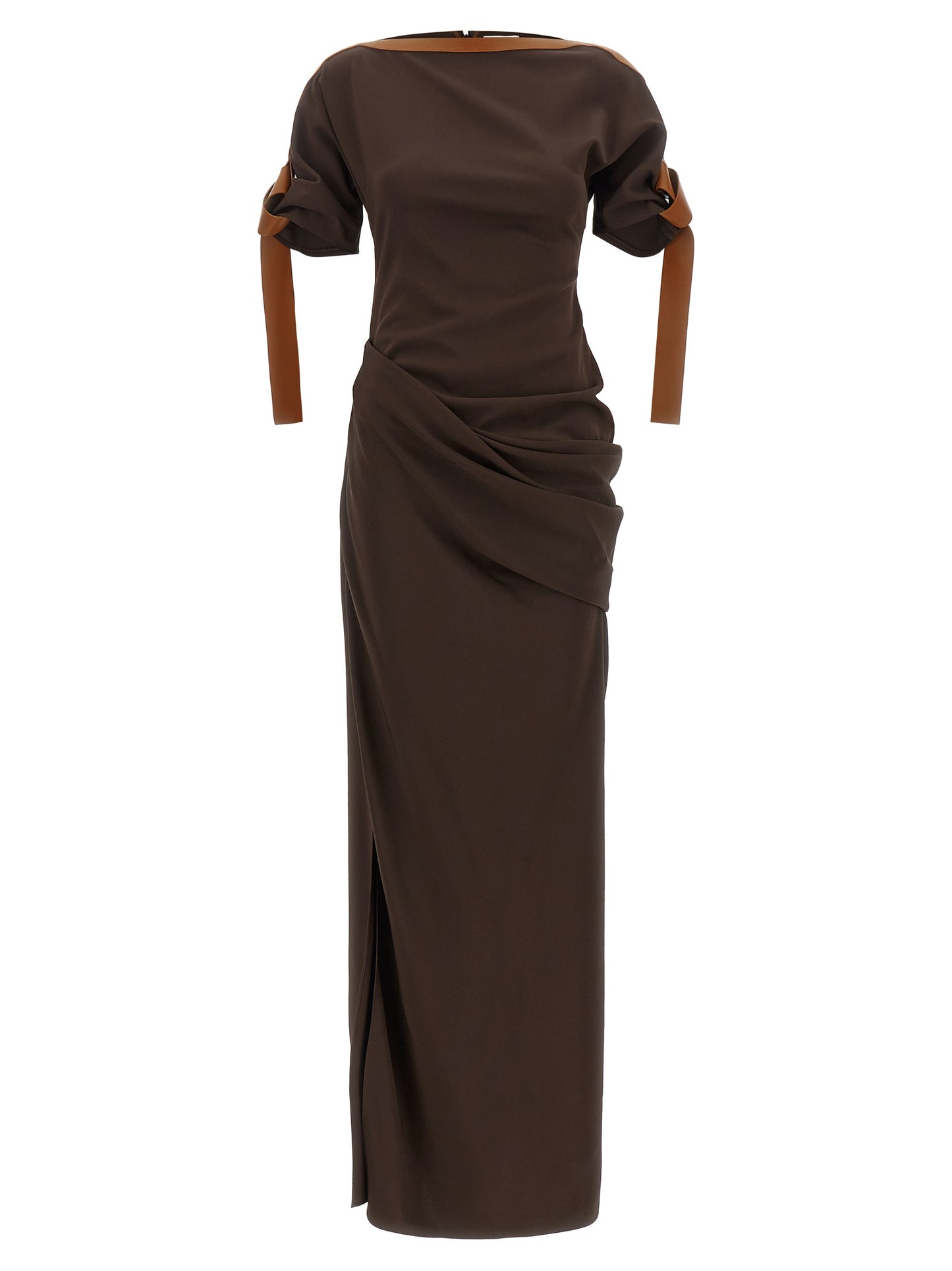 Brown Viscose Long Dress