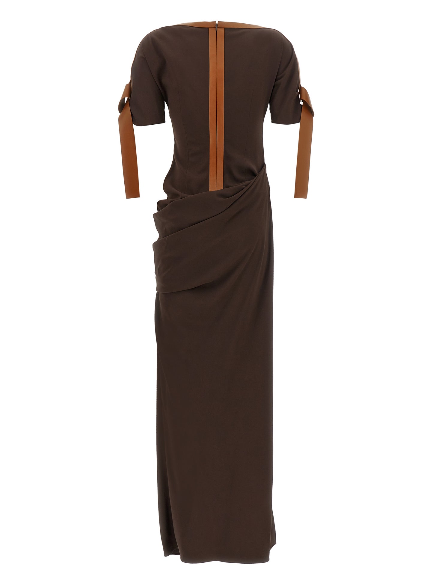 Brown Viscose Long Dress
