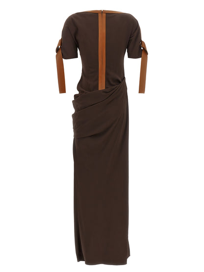 Brown Viscose Long Dress