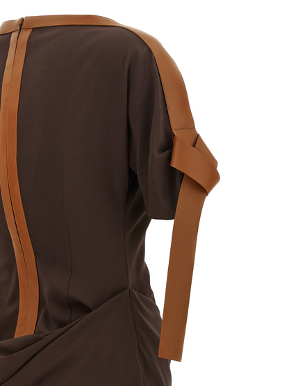 Brown Viscose Long Dress