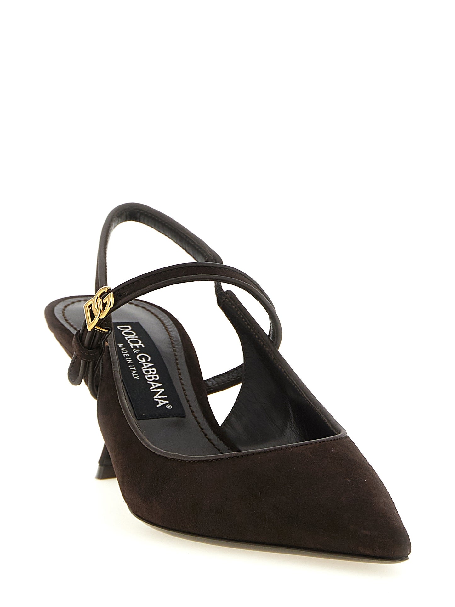 Brown Goatskin Mid Heel Pumps