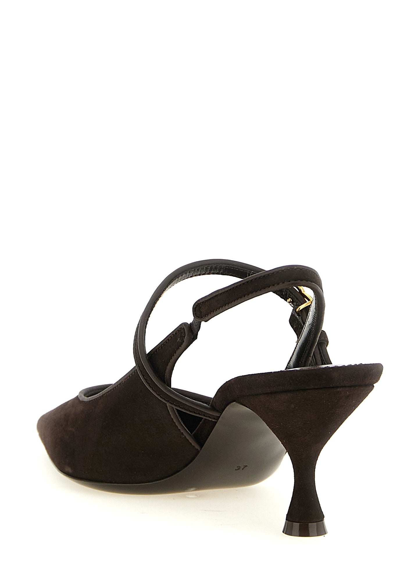 Brown Goatskin Mid Heel Pumps