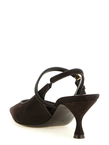 Brown Goatskin Mid Heel Pumps