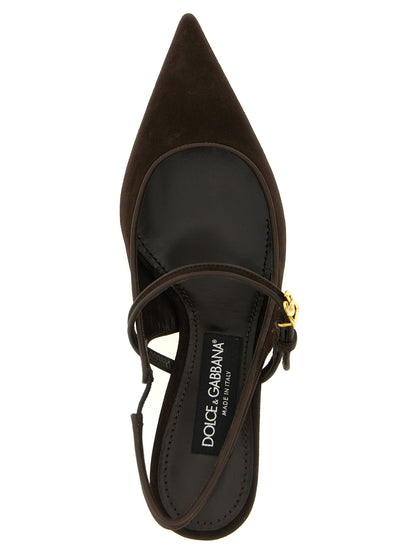 Brown Goatskin Mid Heel Pumps