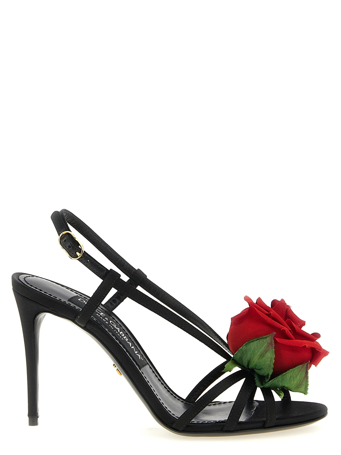 Black Viscose Stiletto Heel Sandals
