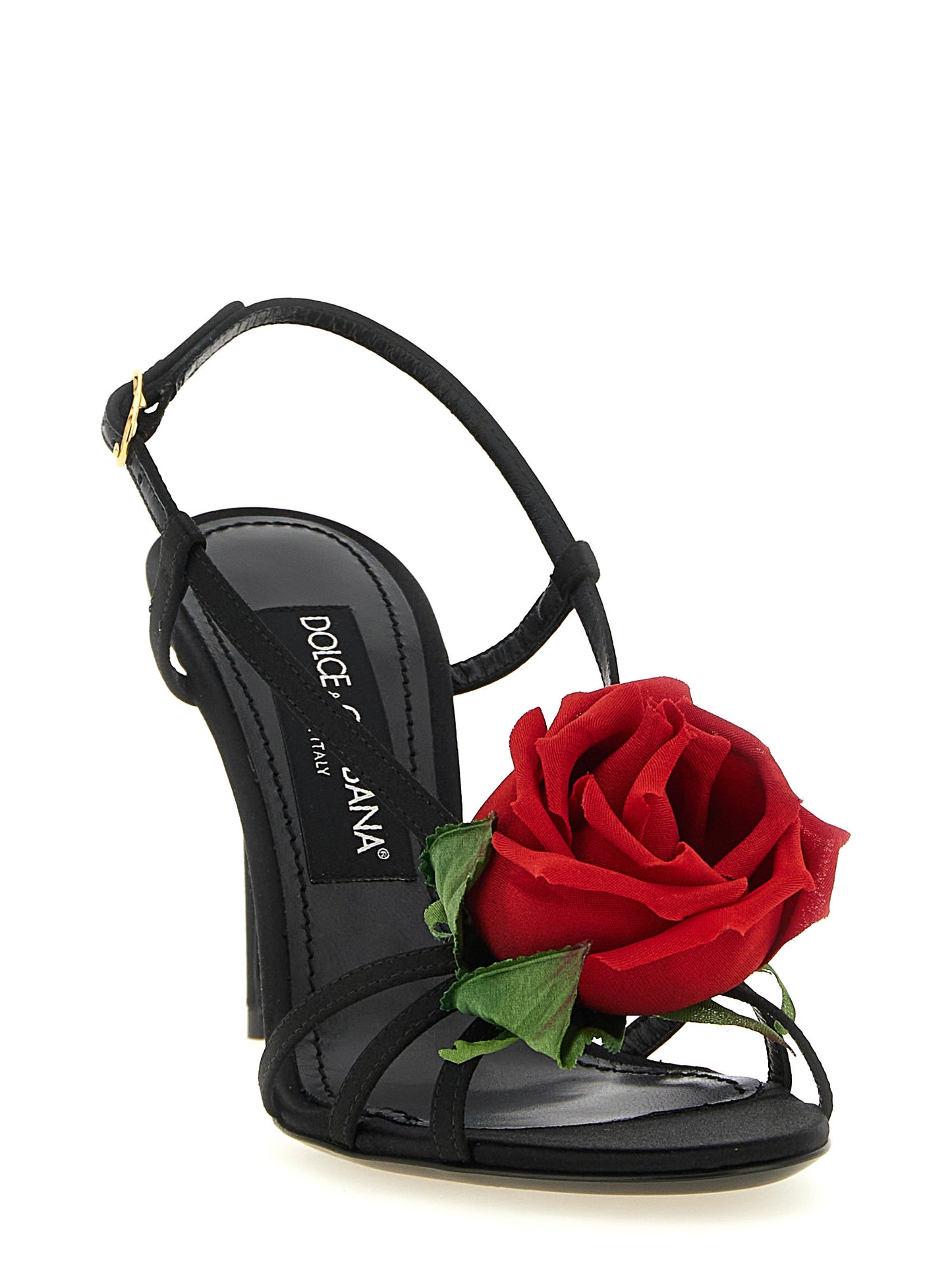 Black Viscose Stiletto Heel Sandals