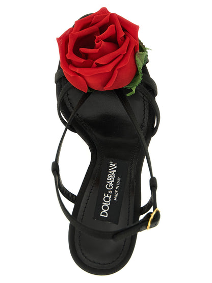 Black Viscose Stiletto Heel Sandals