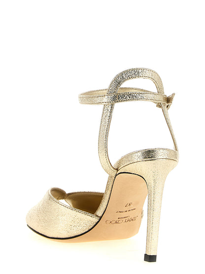 Gold Goatskin Stiletto Heel Sandals