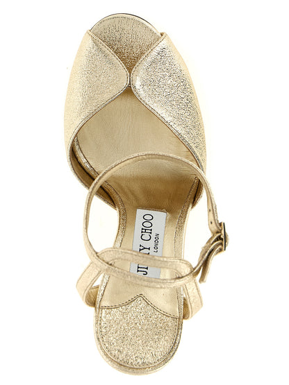 Gold Goatskin Stiletto Heel Sandals