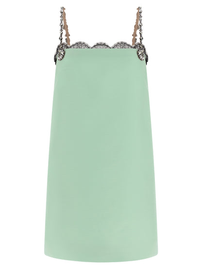 Bicolor Virgin Wool Short Dress