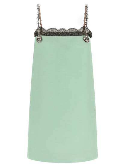 Bicolor Virgin Wool Short Dress