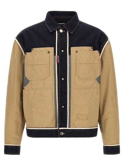 Beige Cotton Denim Jacket