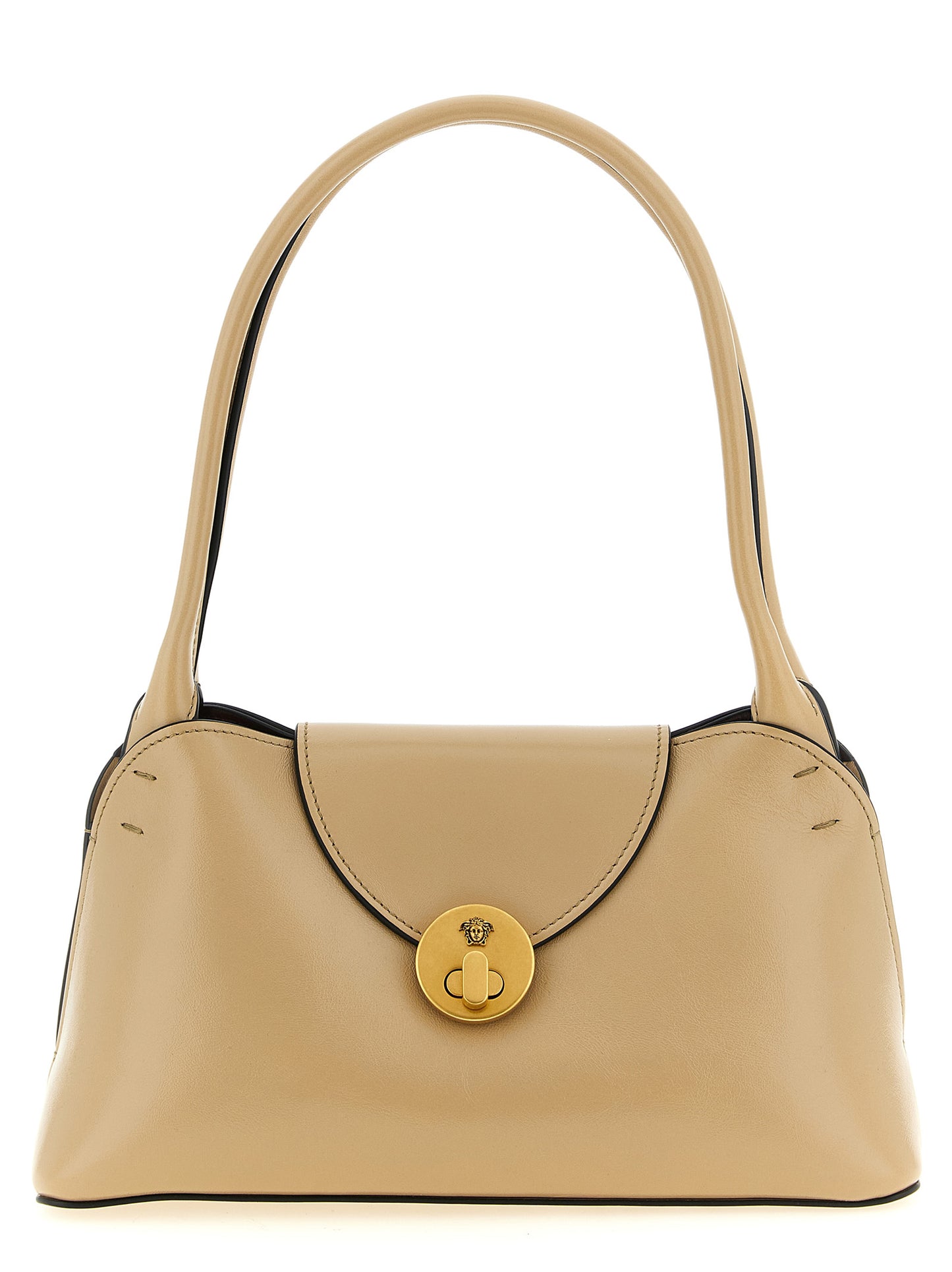 Beige Calfskin Shoulder Bag