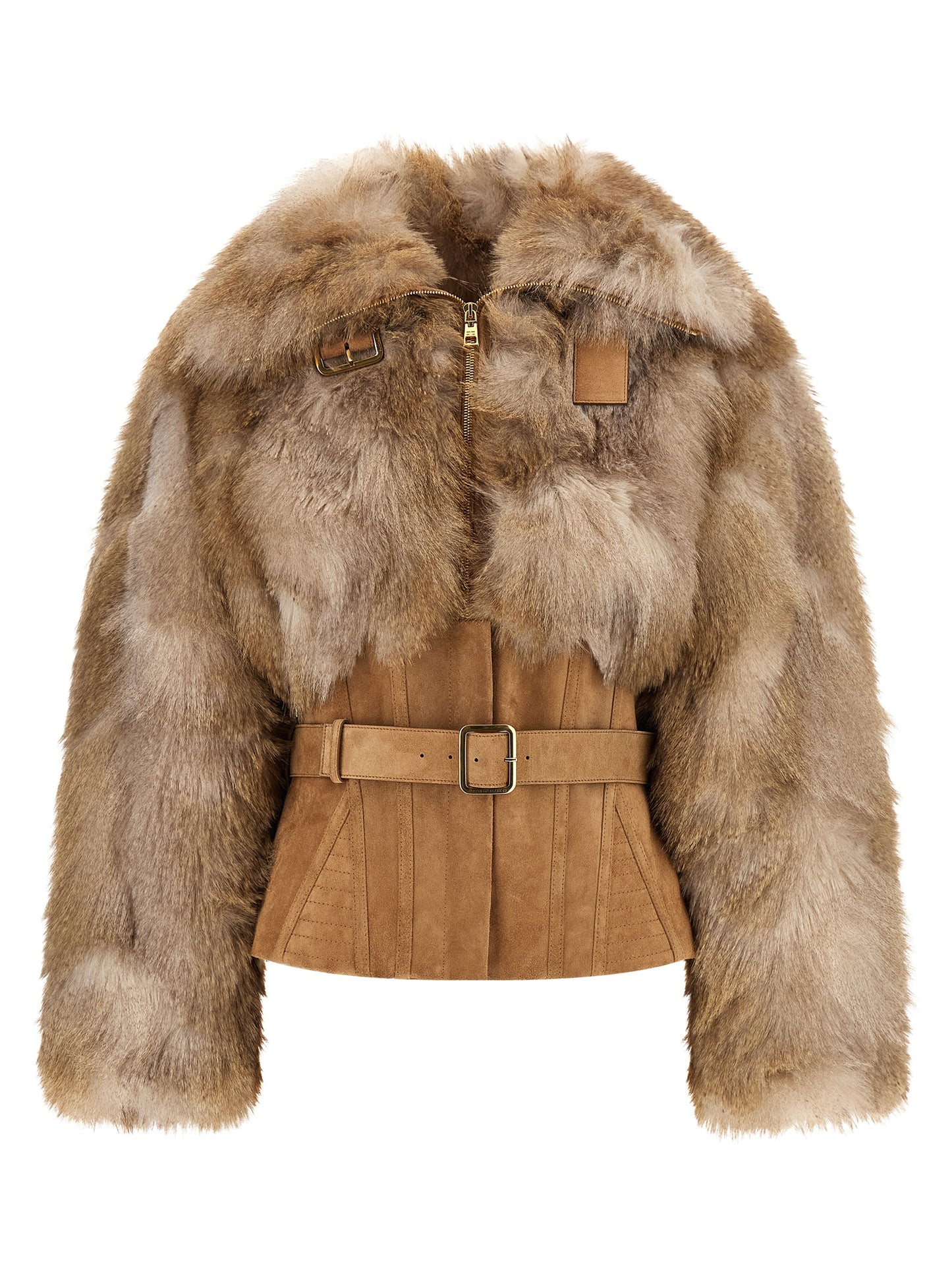 Brown Polyester Full-Length Jacket