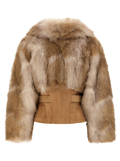 Brown Polyester Full-Length Jacket