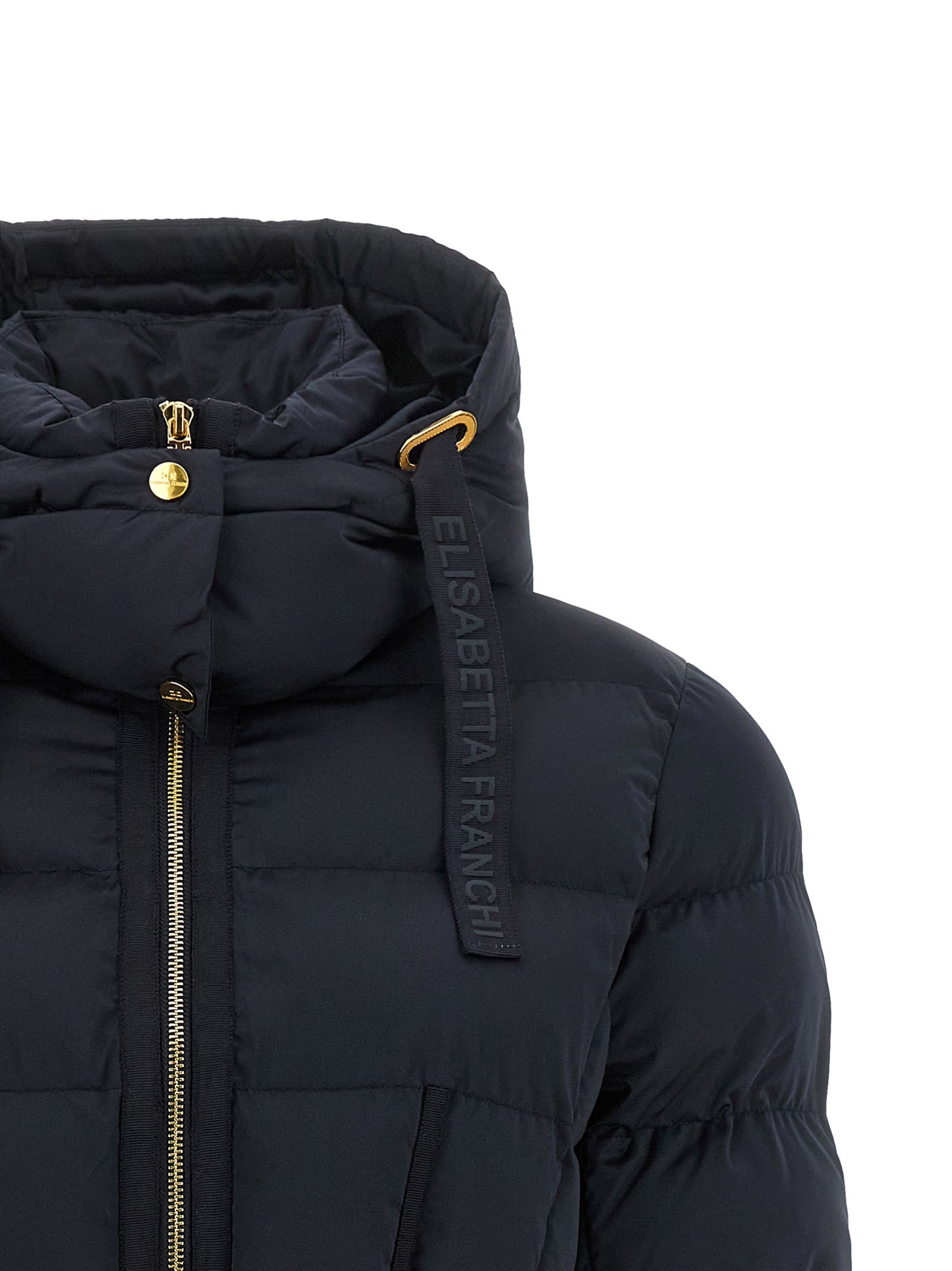 Black Polyester Full-Length Jacket