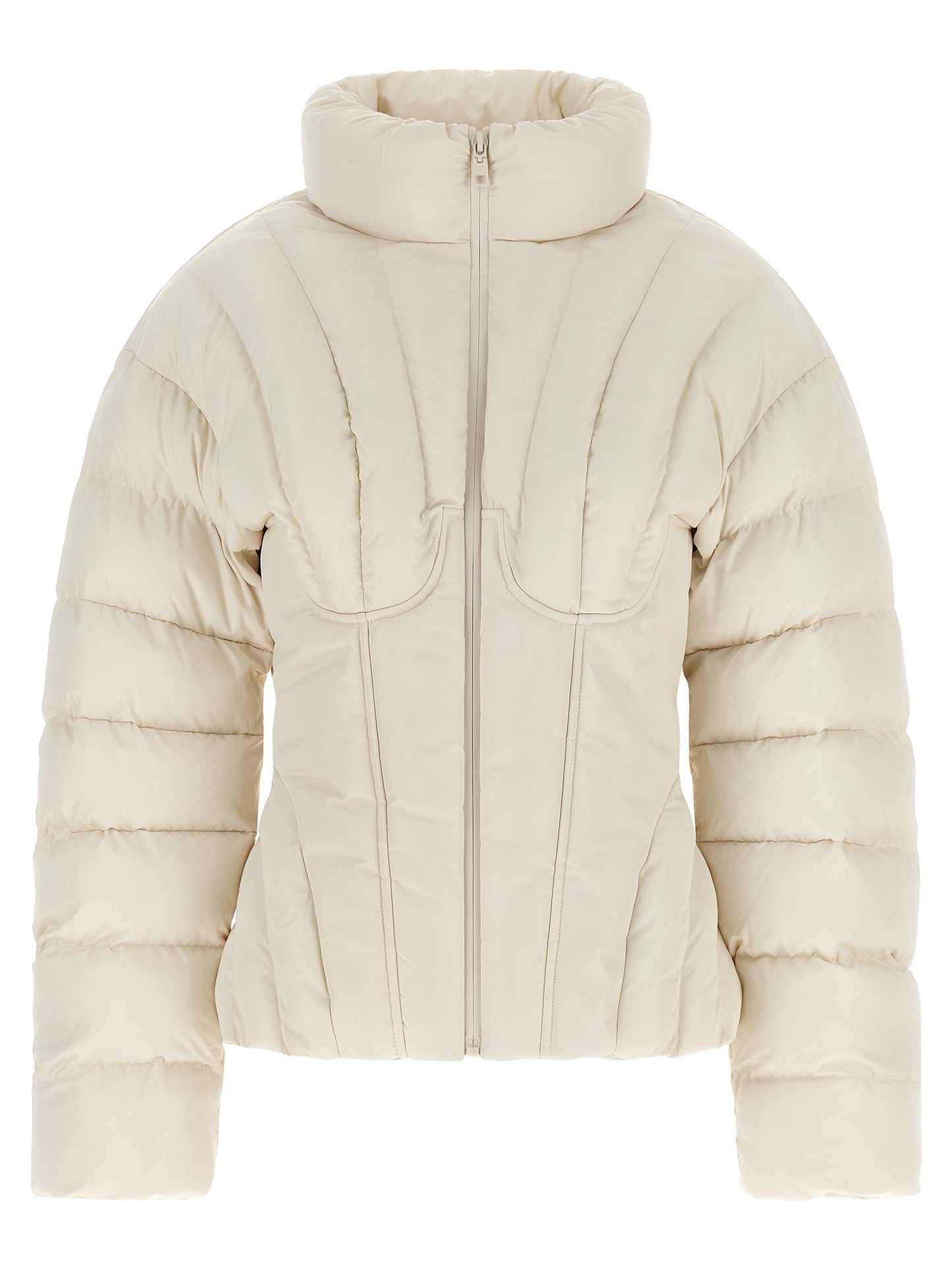 White Polyester Full-Length Jacket