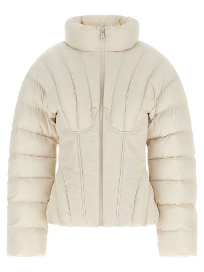 White Polyester Full-Length Jacket