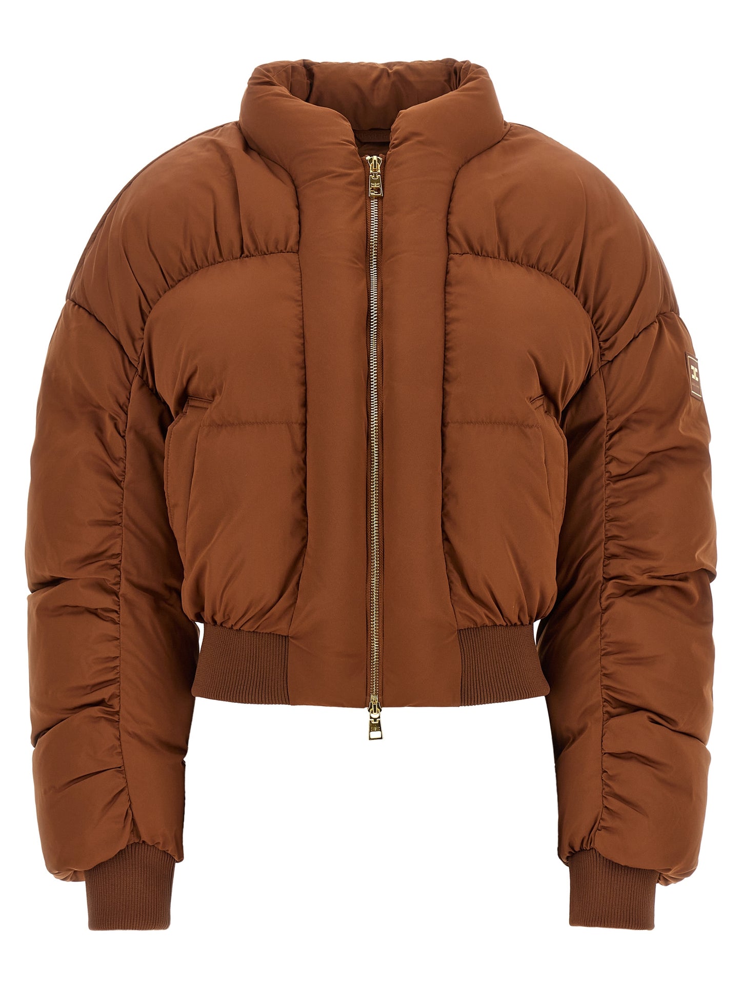 Brown Polyester Full-Length Jacket