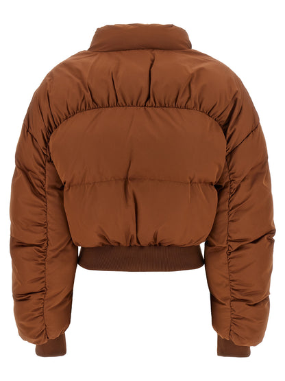Brown Polyester Full-Length Jacket