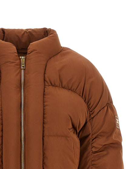 Brown Polyester Full-Length Jacket
