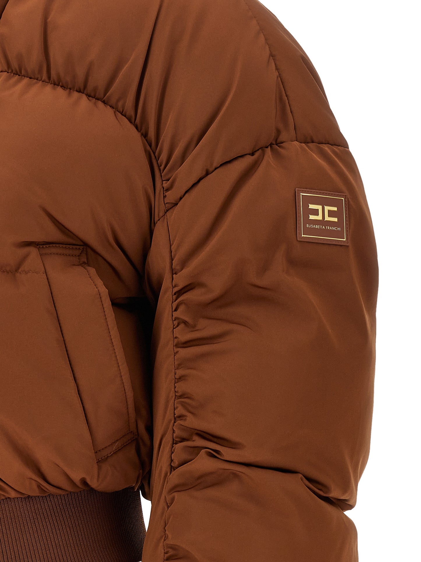Brown Polyester Full-Length Jacket