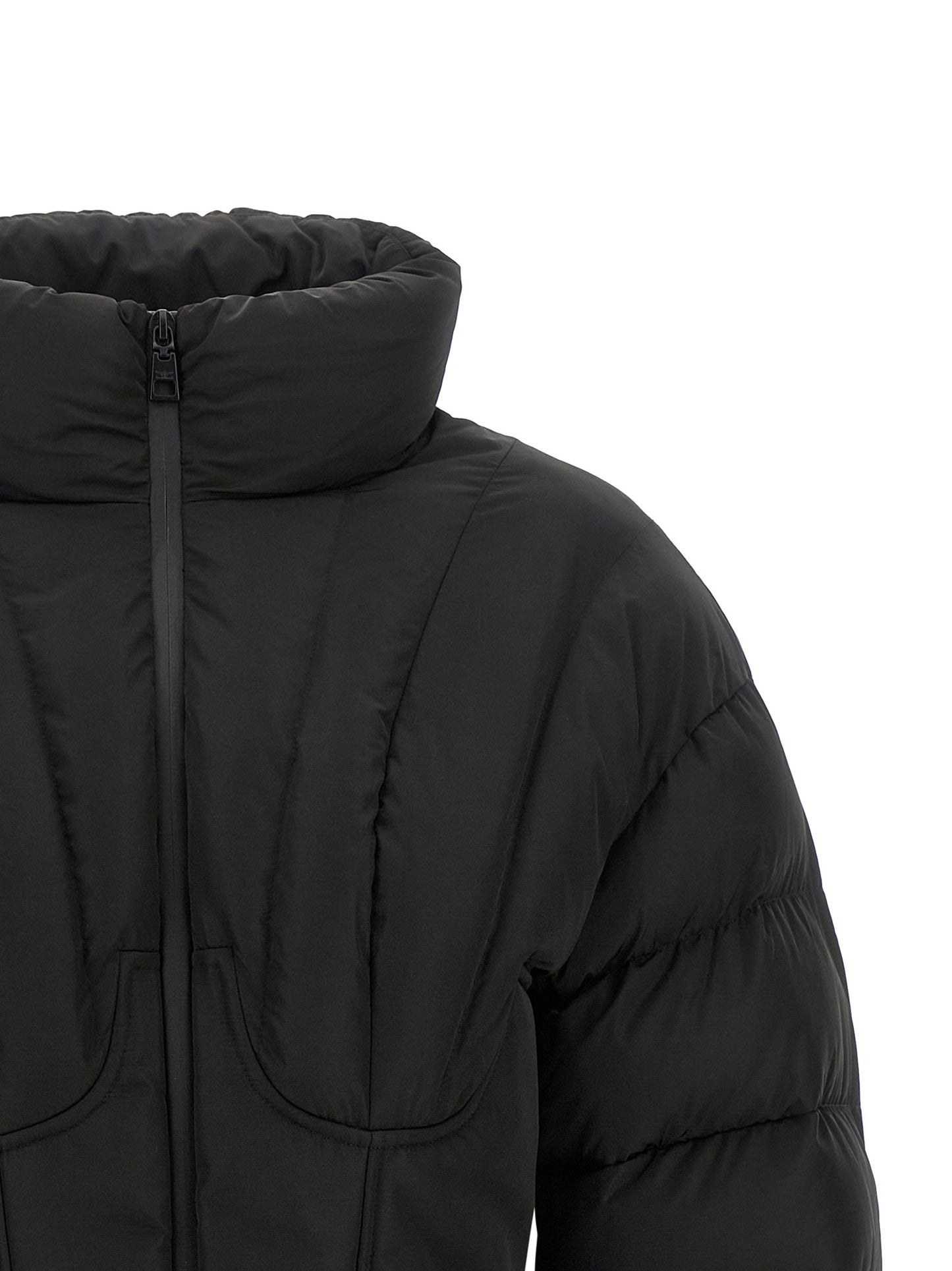 Black Polyester Full-Length Jacket