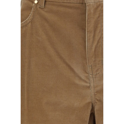 Brown Cotton Casual Pants