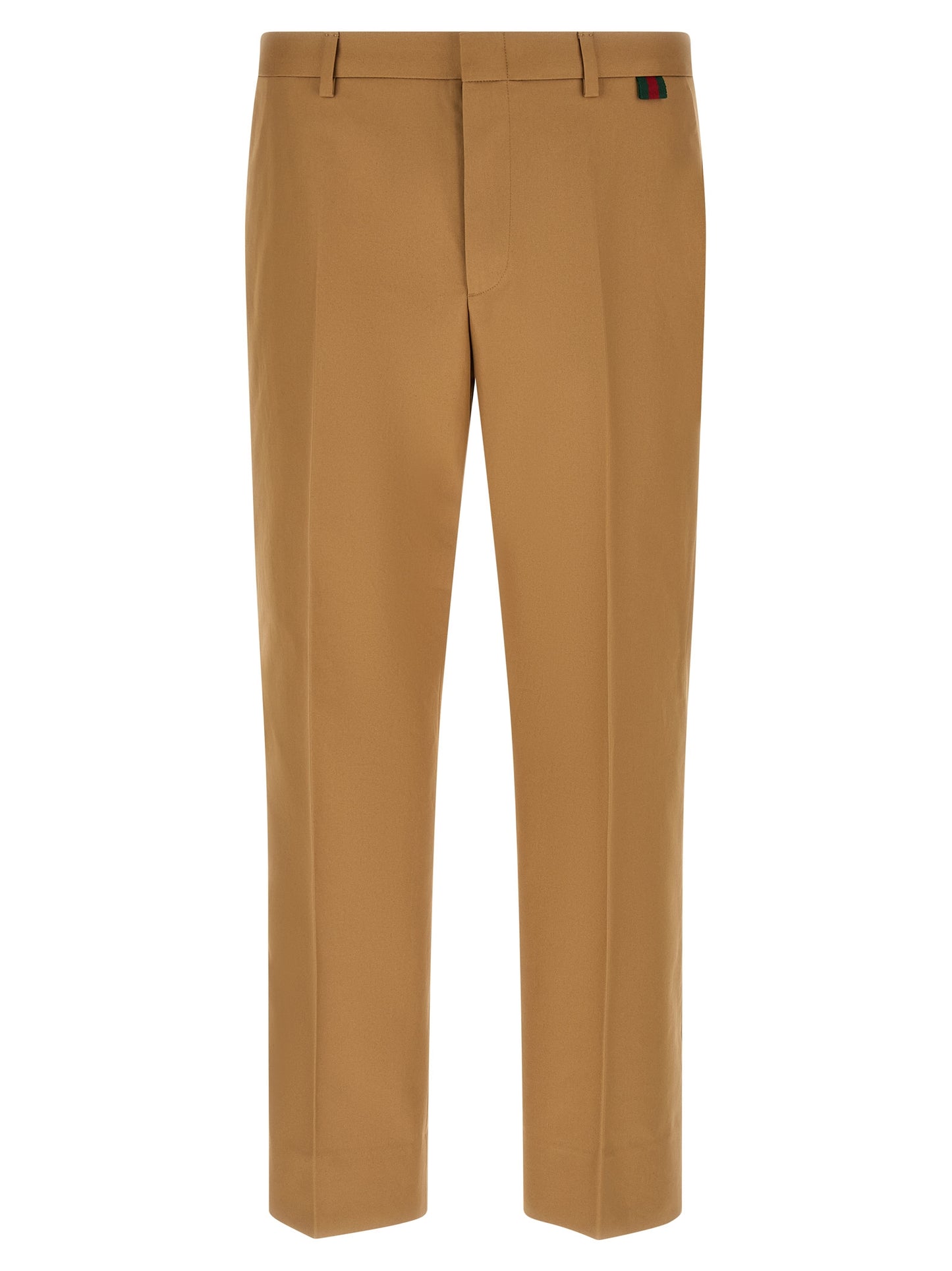 Beige Cotton Casual Pants