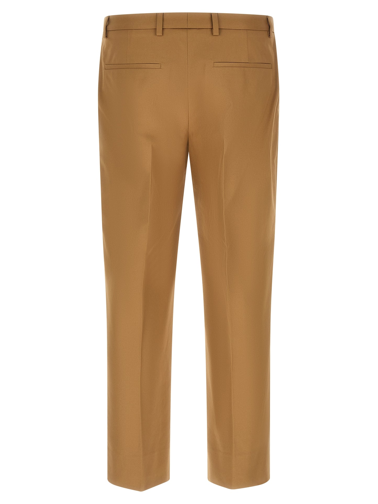 Beige Cotton Casual Pants