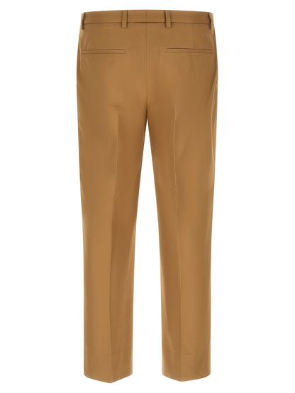 Beige Cotton Casual Pants