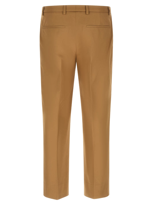 Beige Cotton Casual Pants