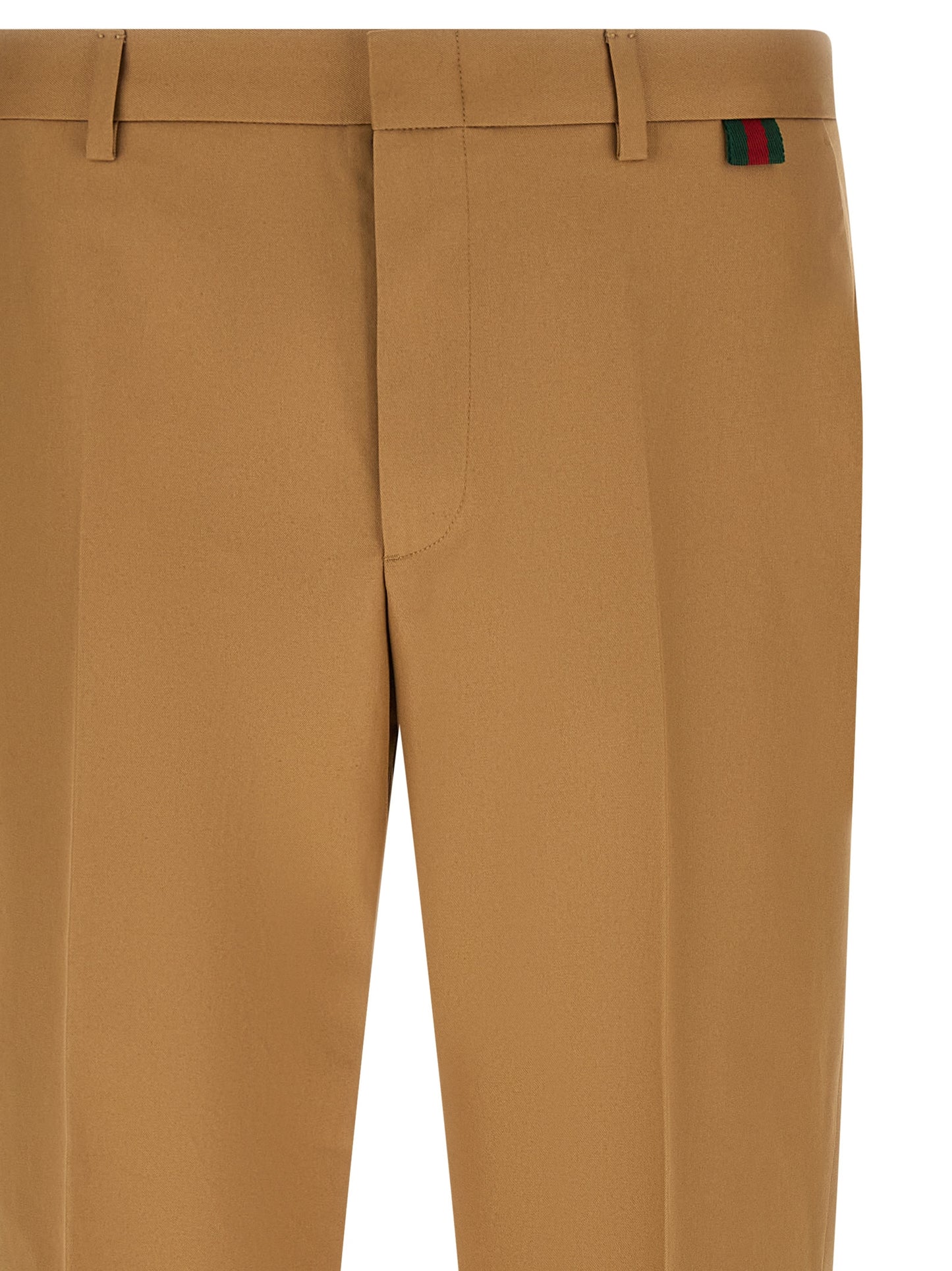 Beige Cotton Casual Pants