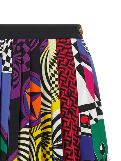 Multicolor Silk Long Skirt