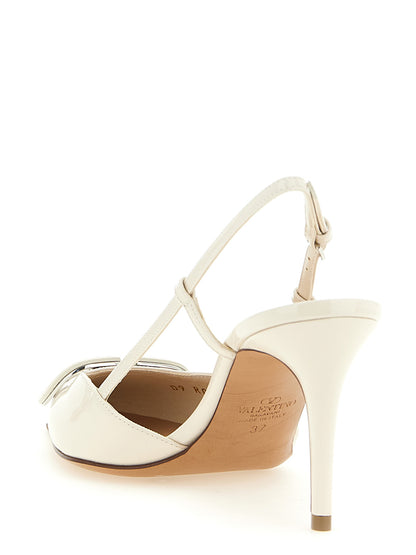 White Calfskin High Heel Pumps