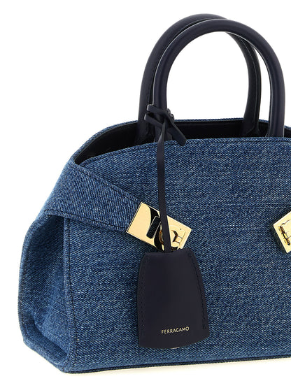 Blue Fabric Handbag