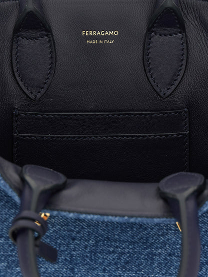 Blue Fabric Handbag
