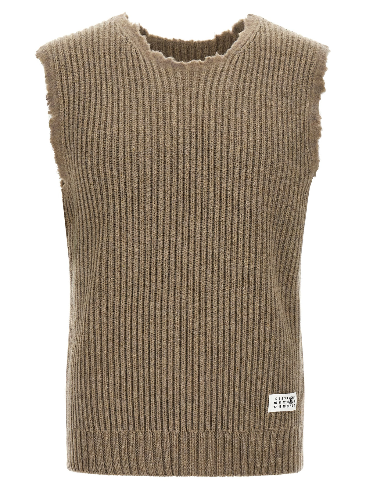 Beige Wool Sleeveles Sweater