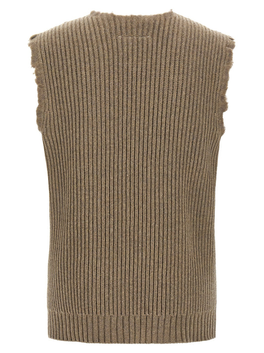 Beige Wool Sleeveles Sweater