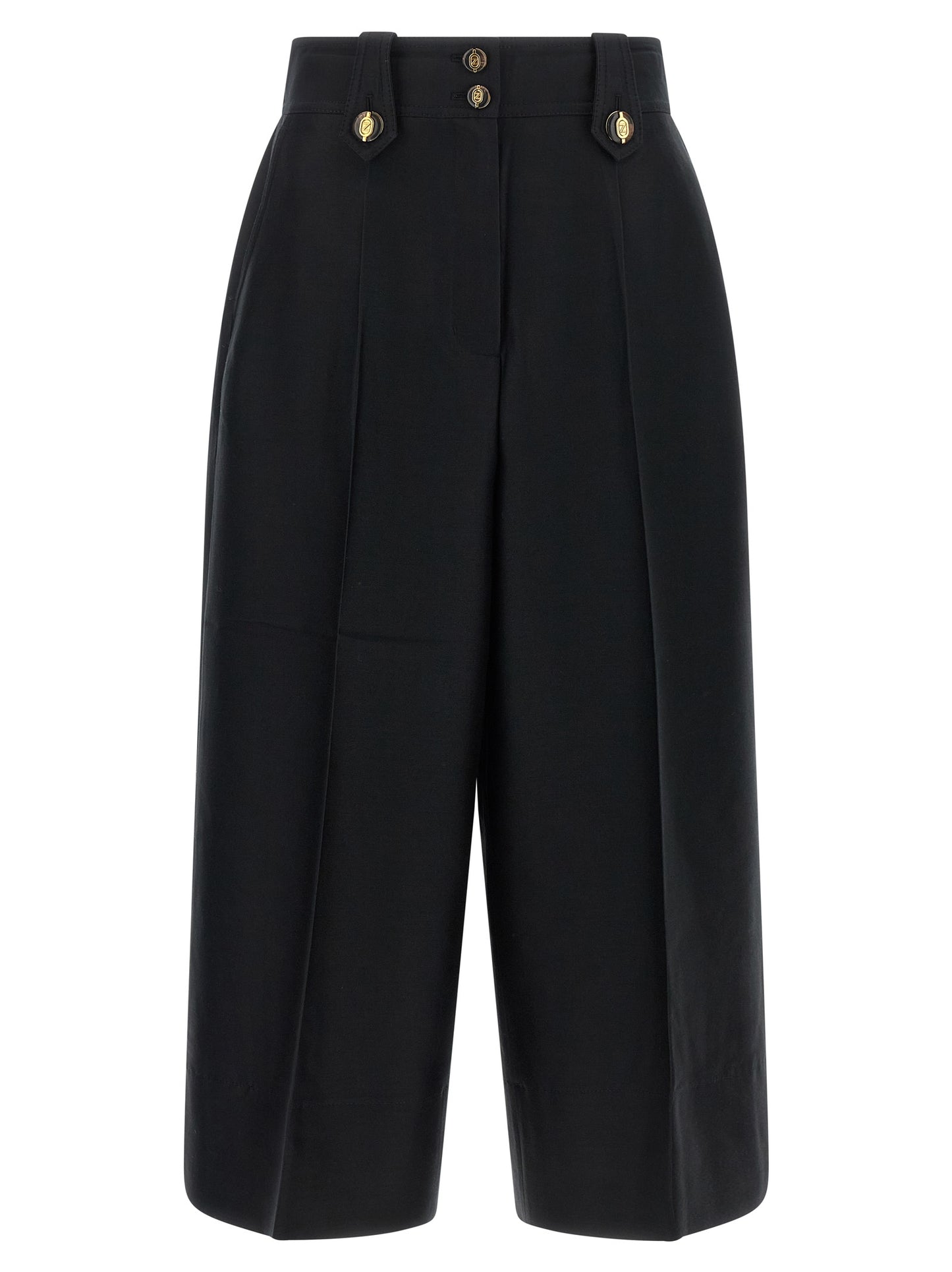 Black Wool Cropped Pants