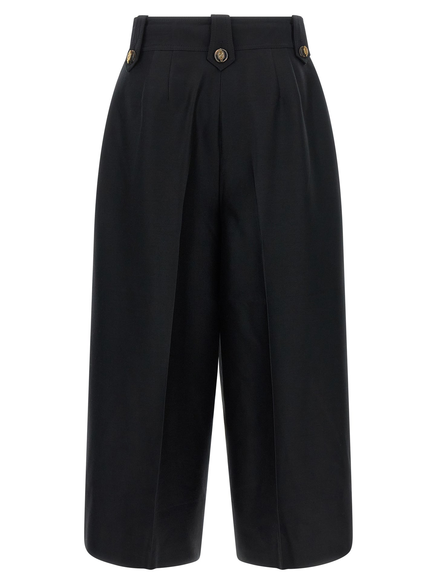 Black Wool Cropped Pants