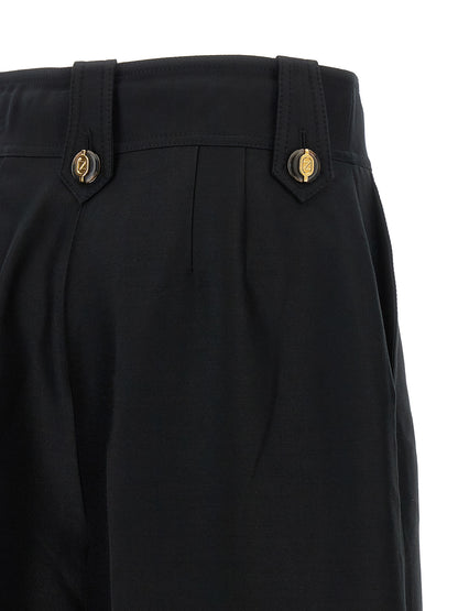 Black Wool Cropped Pants