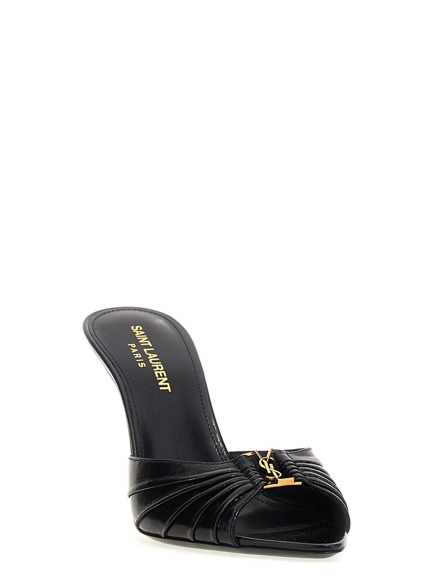 Black Lamb Leather Stiletto Heel Sandals