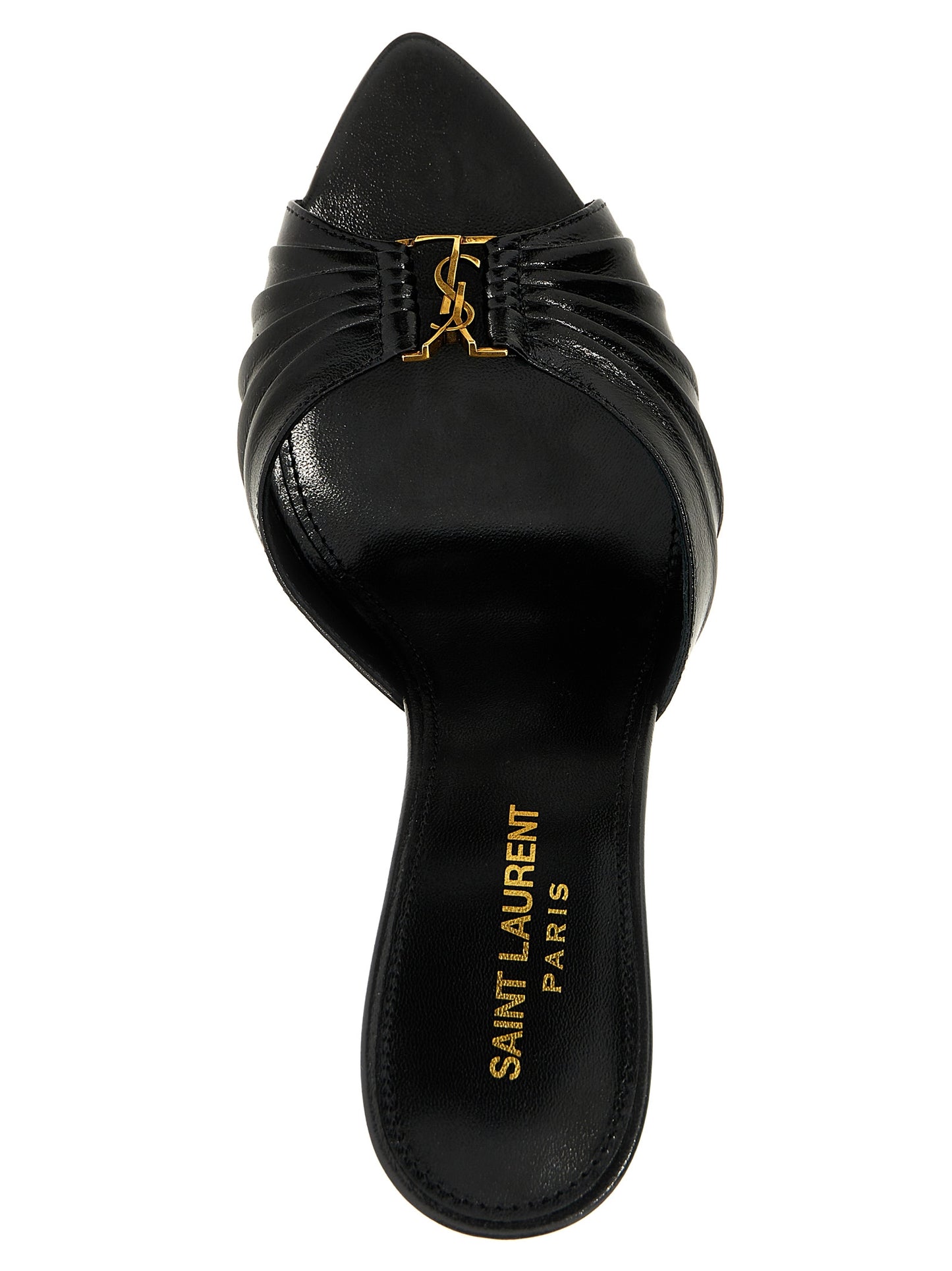 Black Lamb Leather Stiletto Heel Sandals